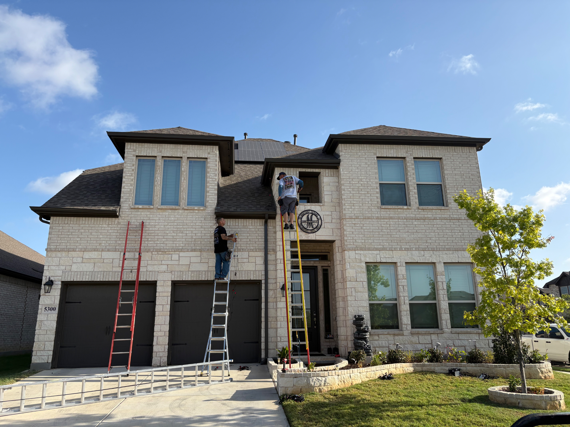 Govee lights being installed during the day