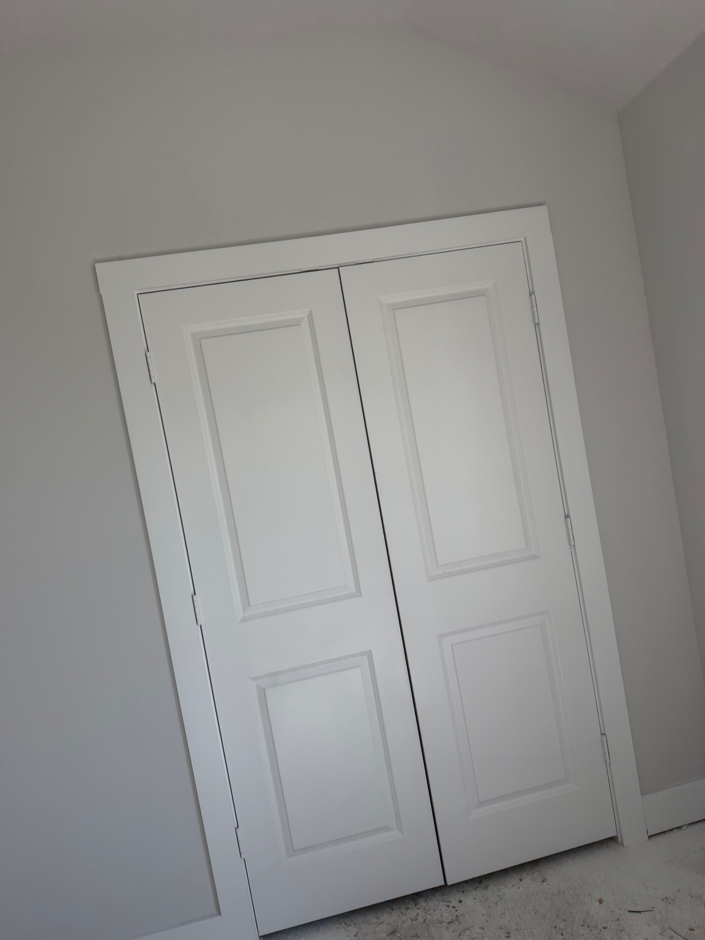 Double closet doors with clean casing trim